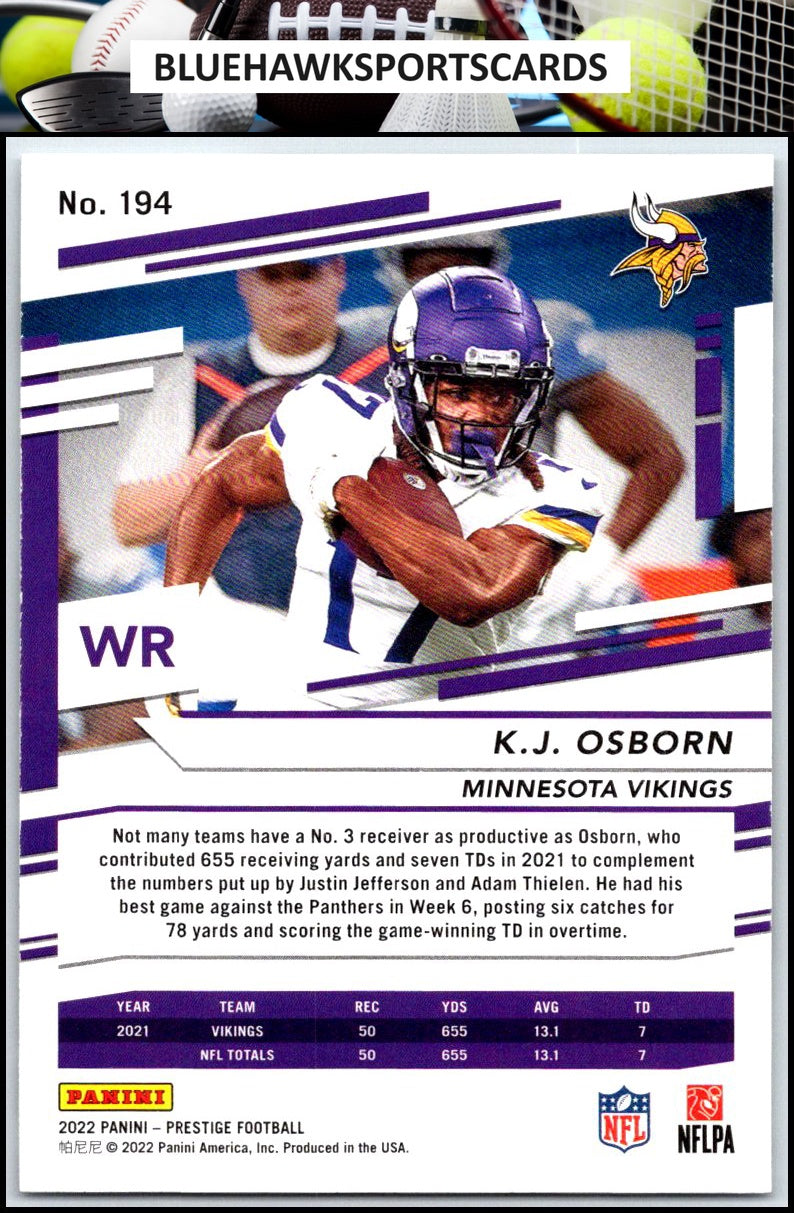 2022 Panini Prestige #194 K.J. Osborn