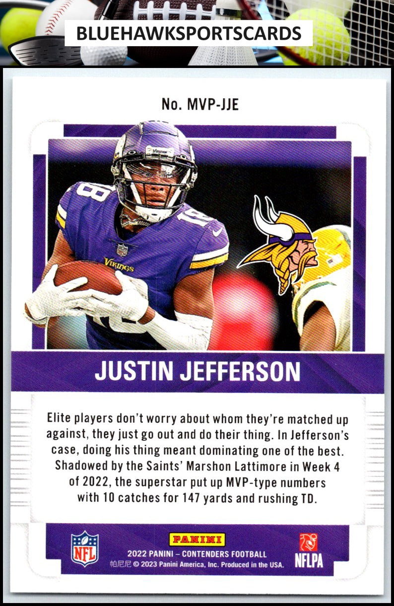 2022 Panini Contenders #MVP-JJE Justin Jefferson MVP Contenders