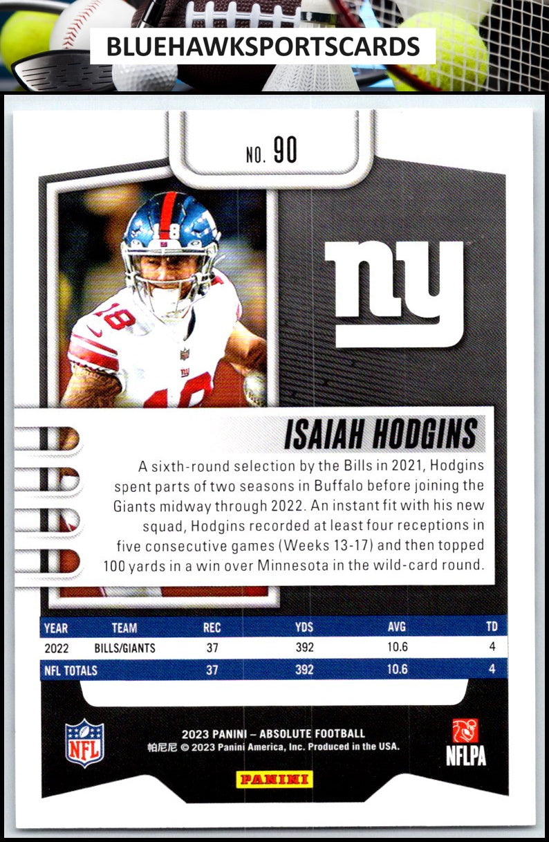 2023 Panini Absolute #90 Isaiah Hodgins Retail
