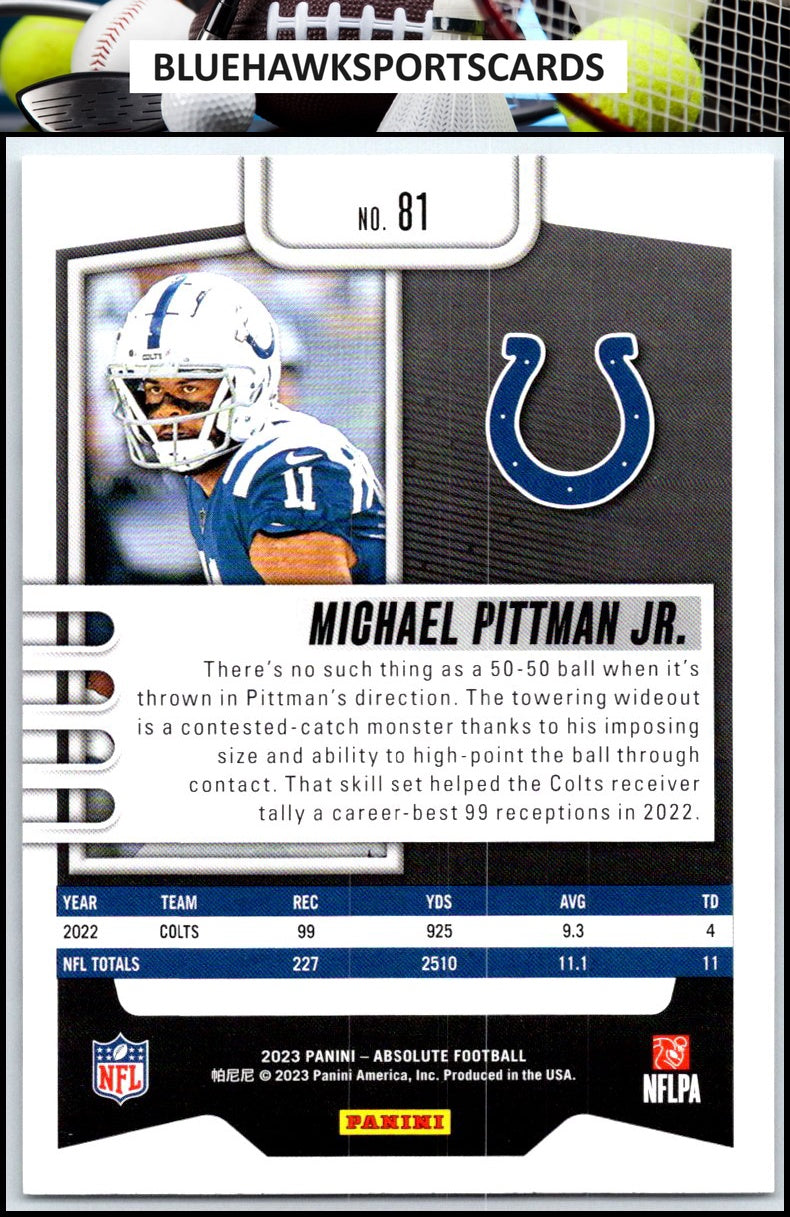 2023 Panini Absolute #81 Michael Pittman Jr. Retail