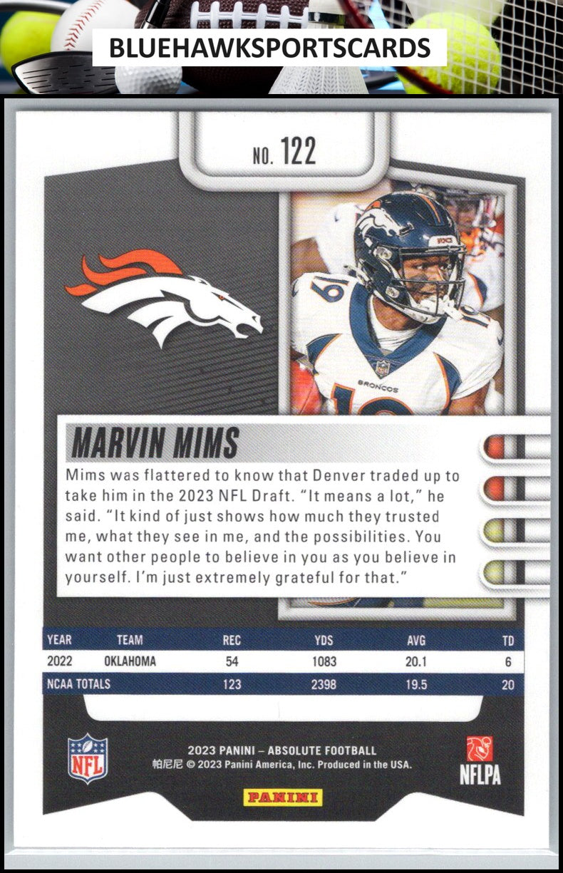 2023 Panini Absolute #122 Marvin Mims Retail