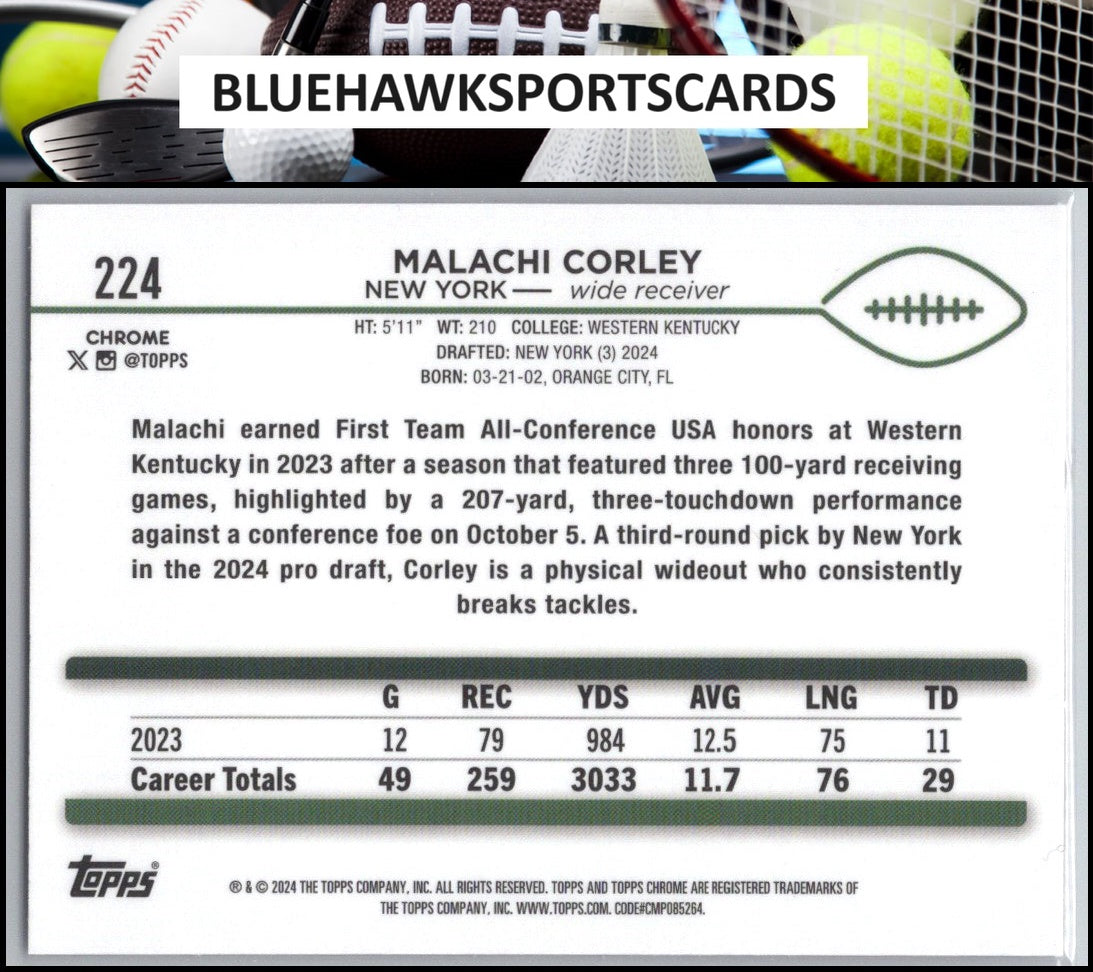 2024 Topps Chrome #224 Malachi Corley Refractor