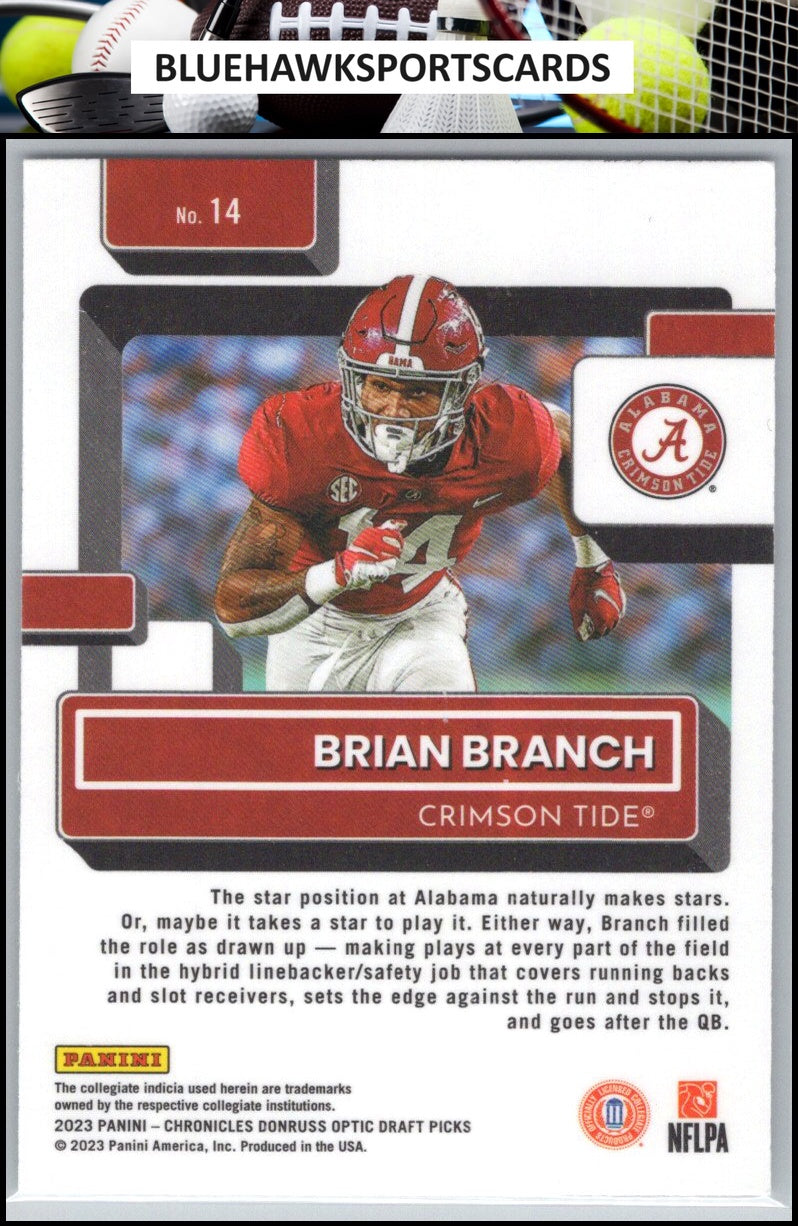 2023 Panini Chronicles Draft Picks #14 Brian Branch Donruss Optic Rated Rookies