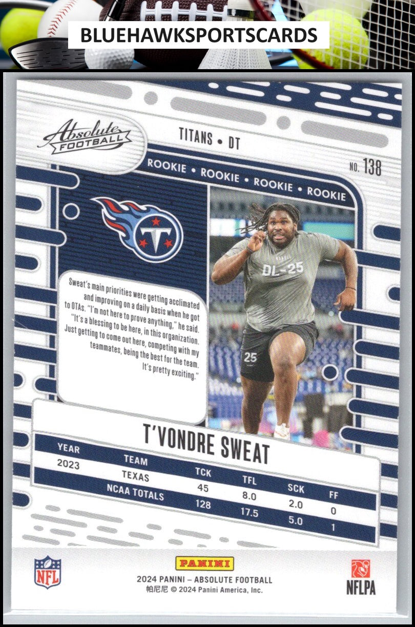 2024 Panini Absolute #138 T'Vondre Sweat Retail
