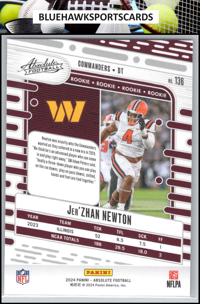 2024 Panini Absolute #136 Jer'Zhan Newton Retail