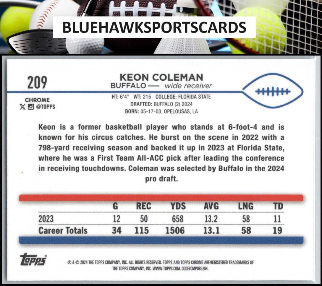 2024 Topps Chrome #209 Keon Coleman
