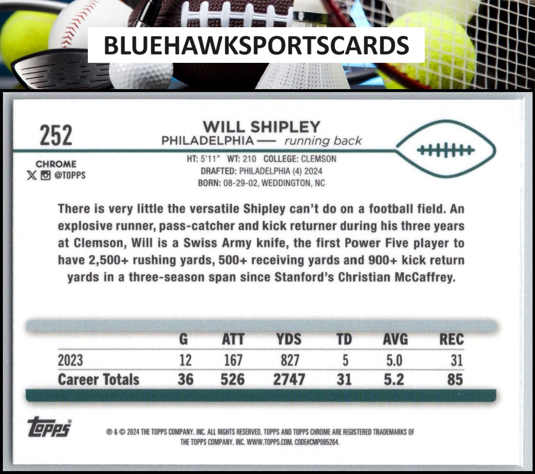 2024 Topps Chrome #252 Will Shipley