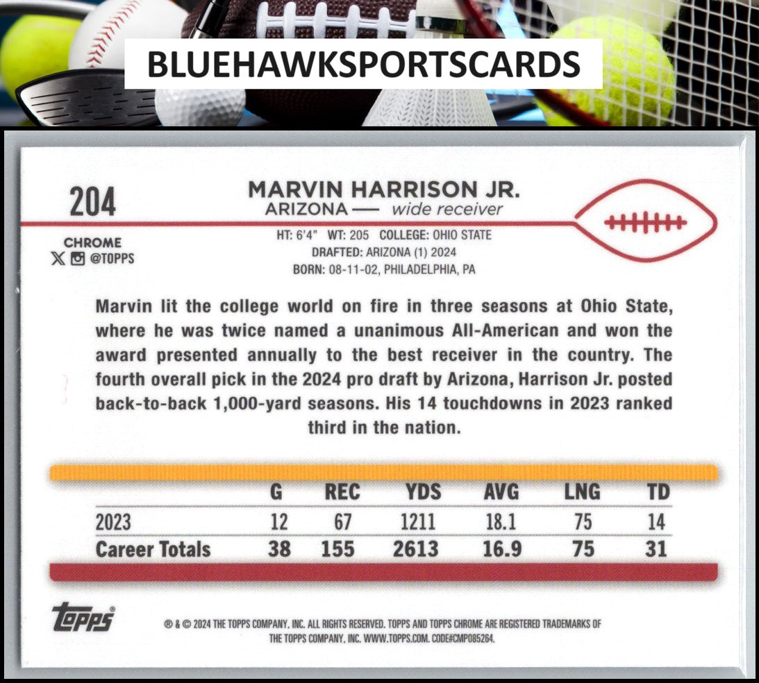 2024 Topps Chrome #204 Marvin Harrison Jr.