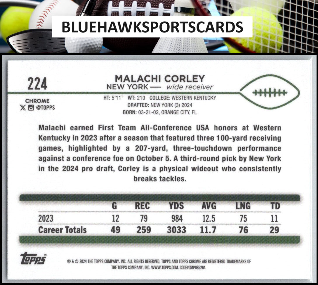 2024 Topps Chrome #224 Malachi Corley