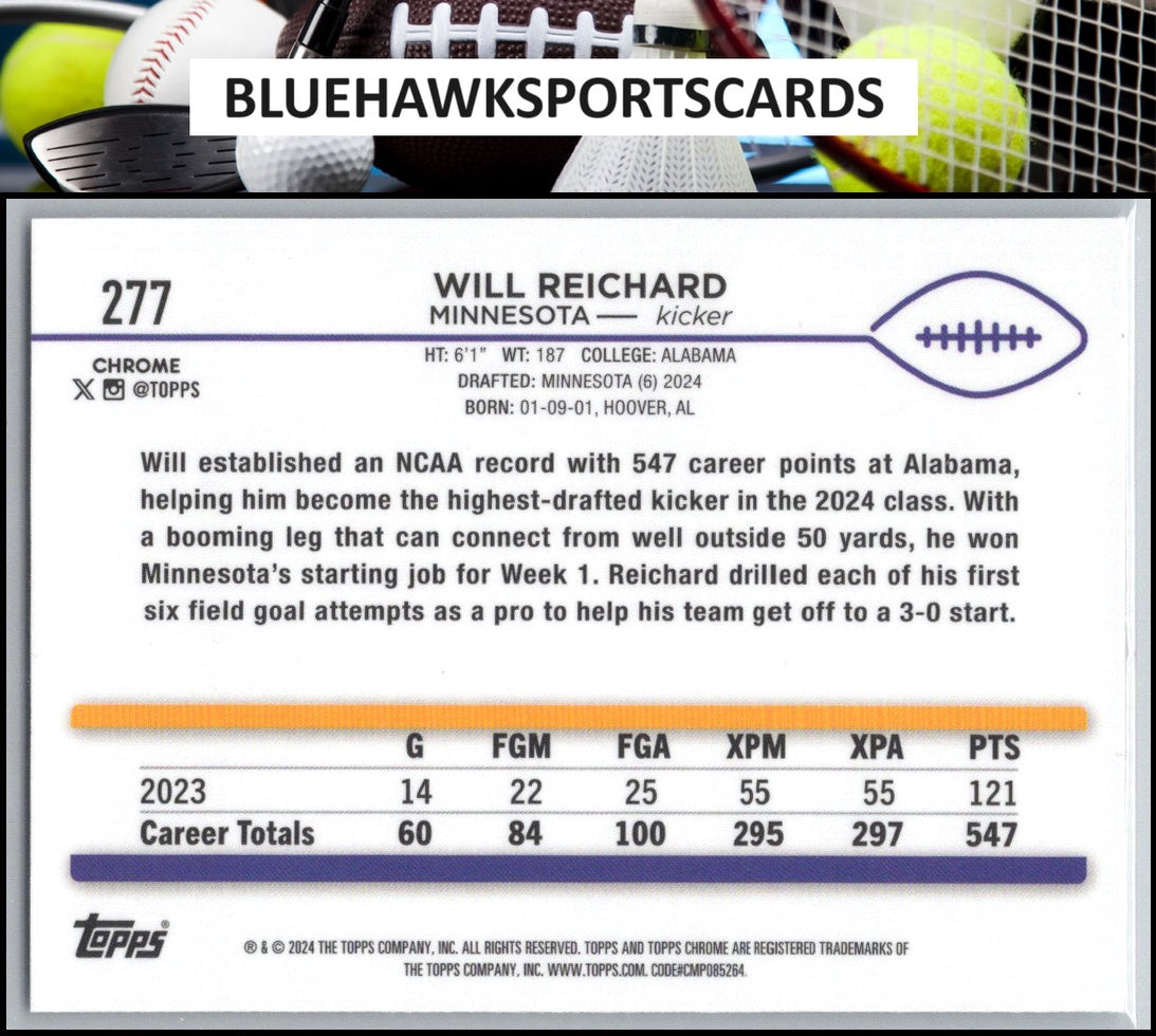 2024 Topps Chrome #277 Will Reichard