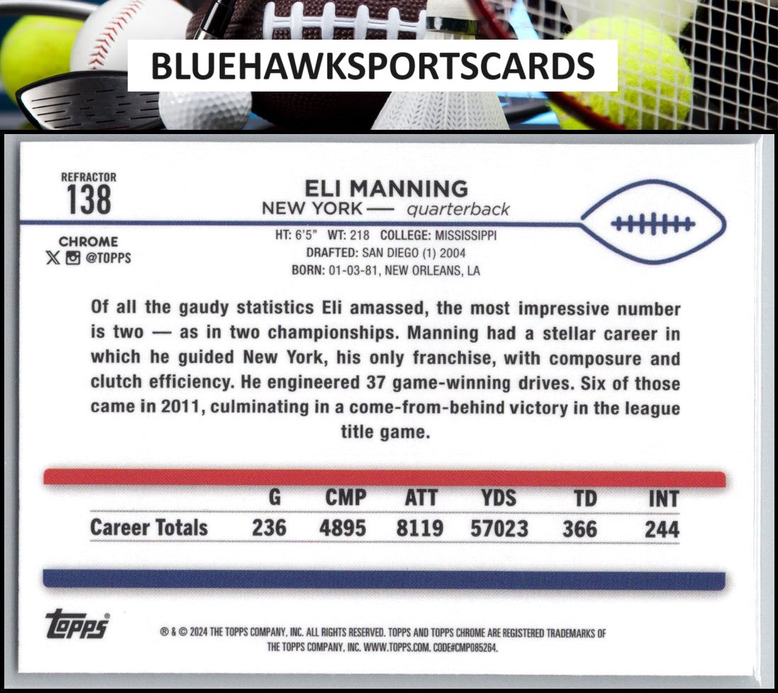 2024 Topps Chrome #138 Eli Manning Refractor