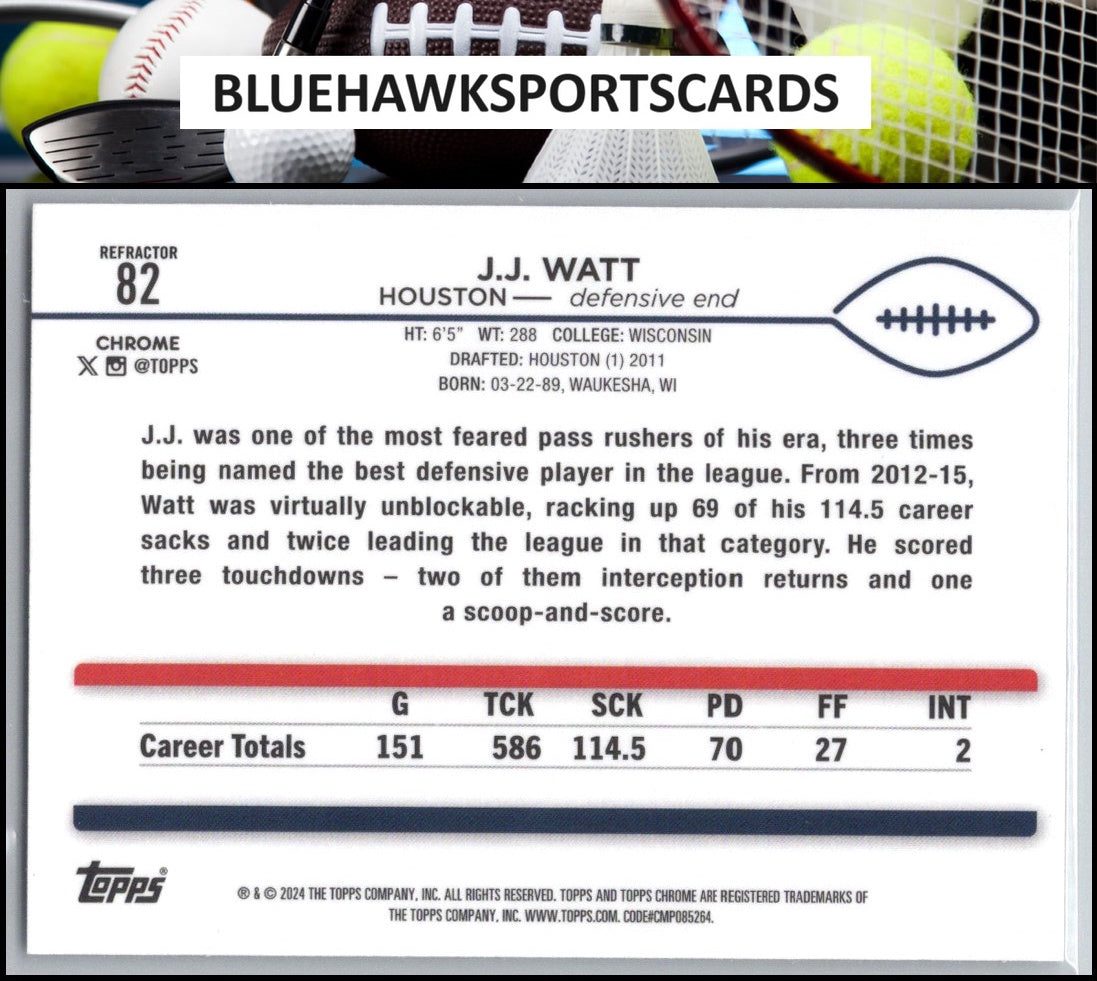 2024 Topps Chrome #82 J.J. Watt Refractor