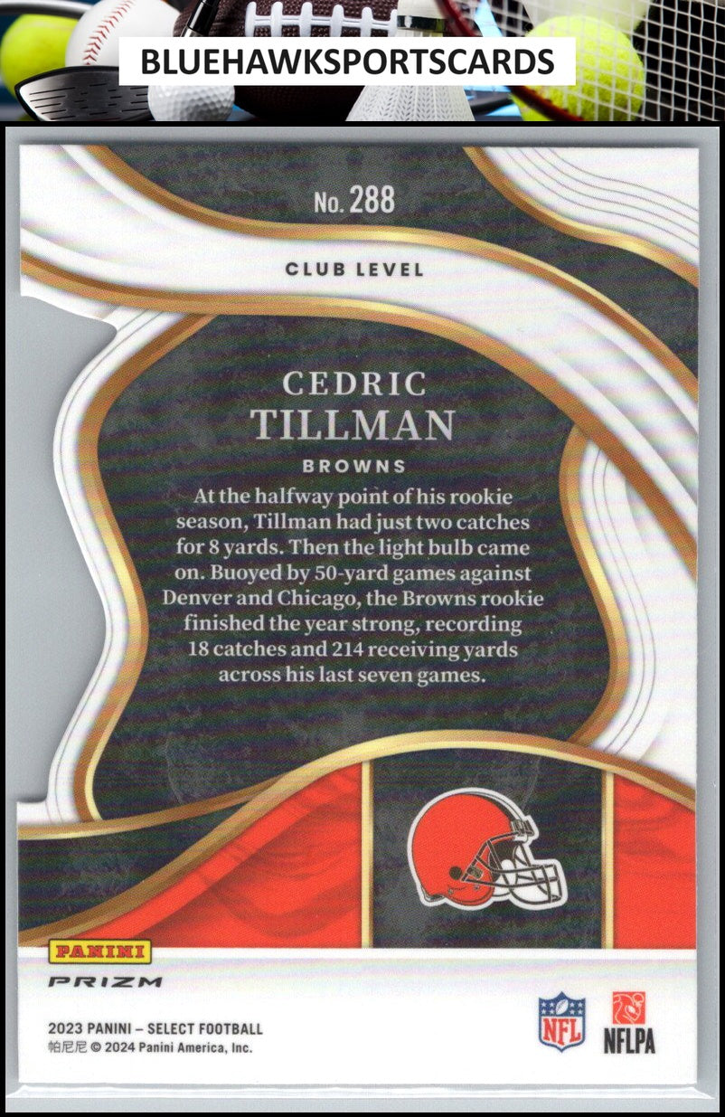 2023 Panini Select #288 Cedric Tillman Black and Red Prizms Die Cuts