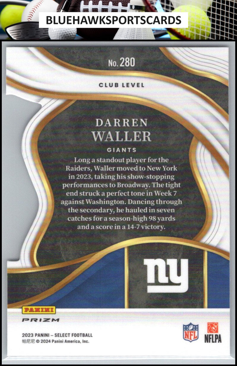 2023 Panini Select #280 Darren Waller Red and Yellow Prizms Die Cuts