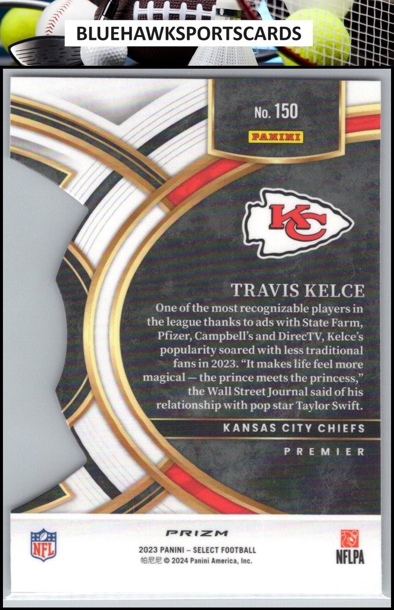 2023 Panini Select #150 Travis Kelce Red and Yellow Prizms Die Cuts