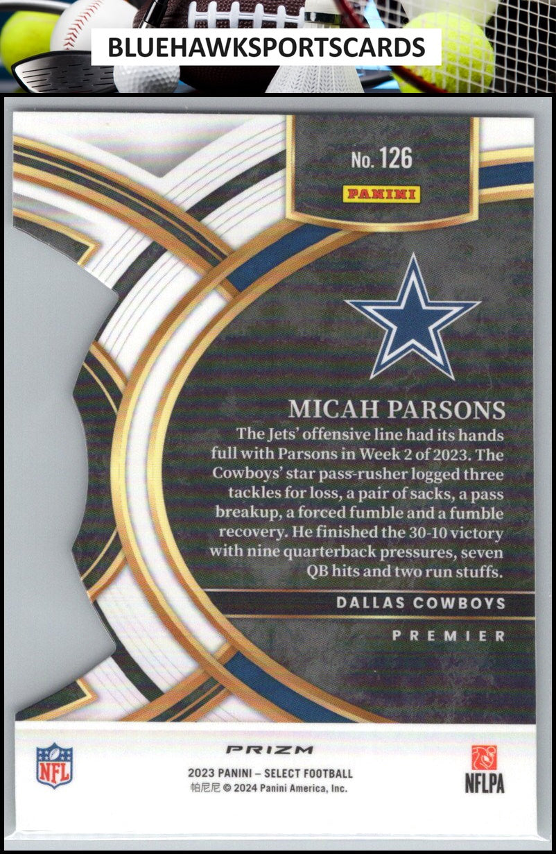 2023 Panini Select #126 Micah Parsons Red and Yellow Prizms Die Cuts