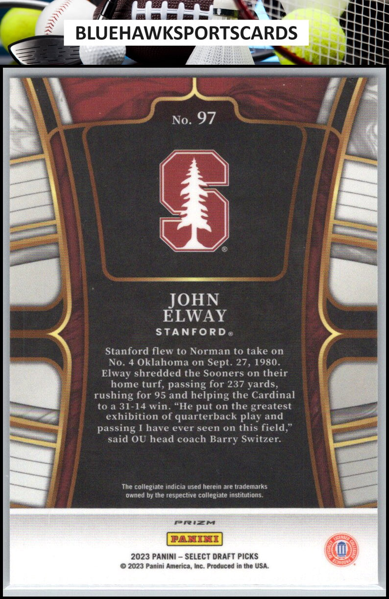 2023 Panini Select Draft Picks #97 John Elway Silver Prizm