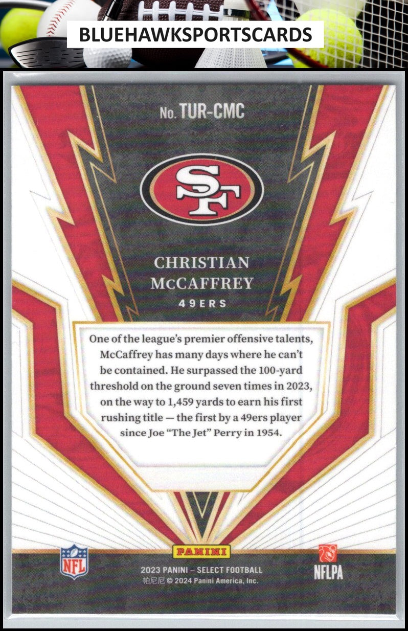 2023 Panini Select #TUR-CMC Christian McCaffrey Turbocharged