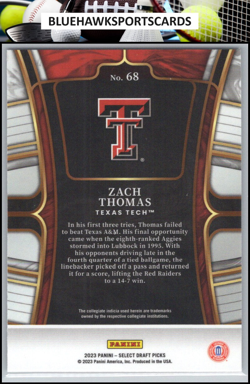 2023 Panini Select Draft Picks #68 Zach Thomas Blue Retail