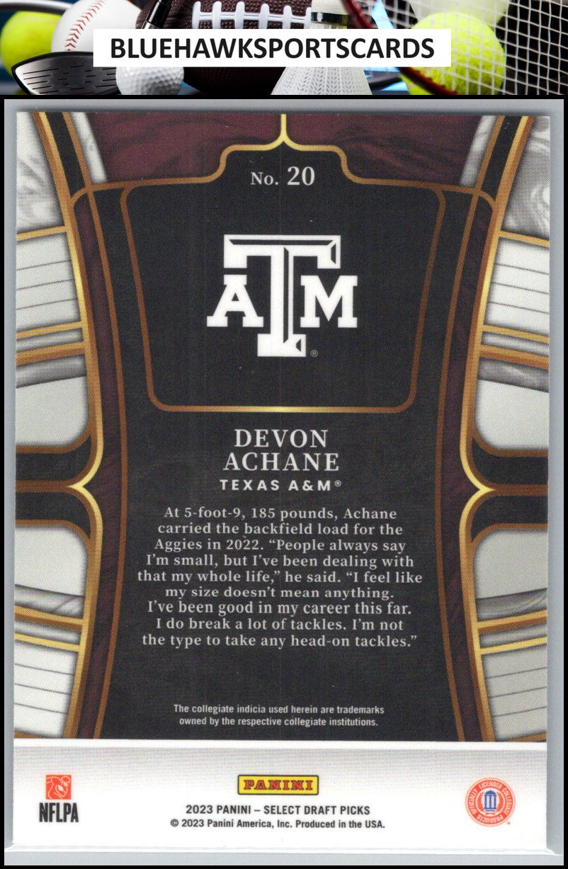 2023 Panini Select Draft Picks #20 De'Von Achane Blue Retail