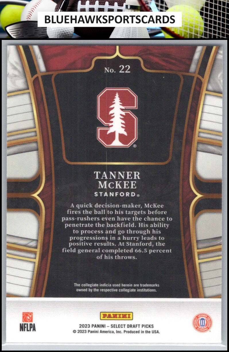 2023 Panini Select Draft Picks #22 Tanner McKee Blue Retail