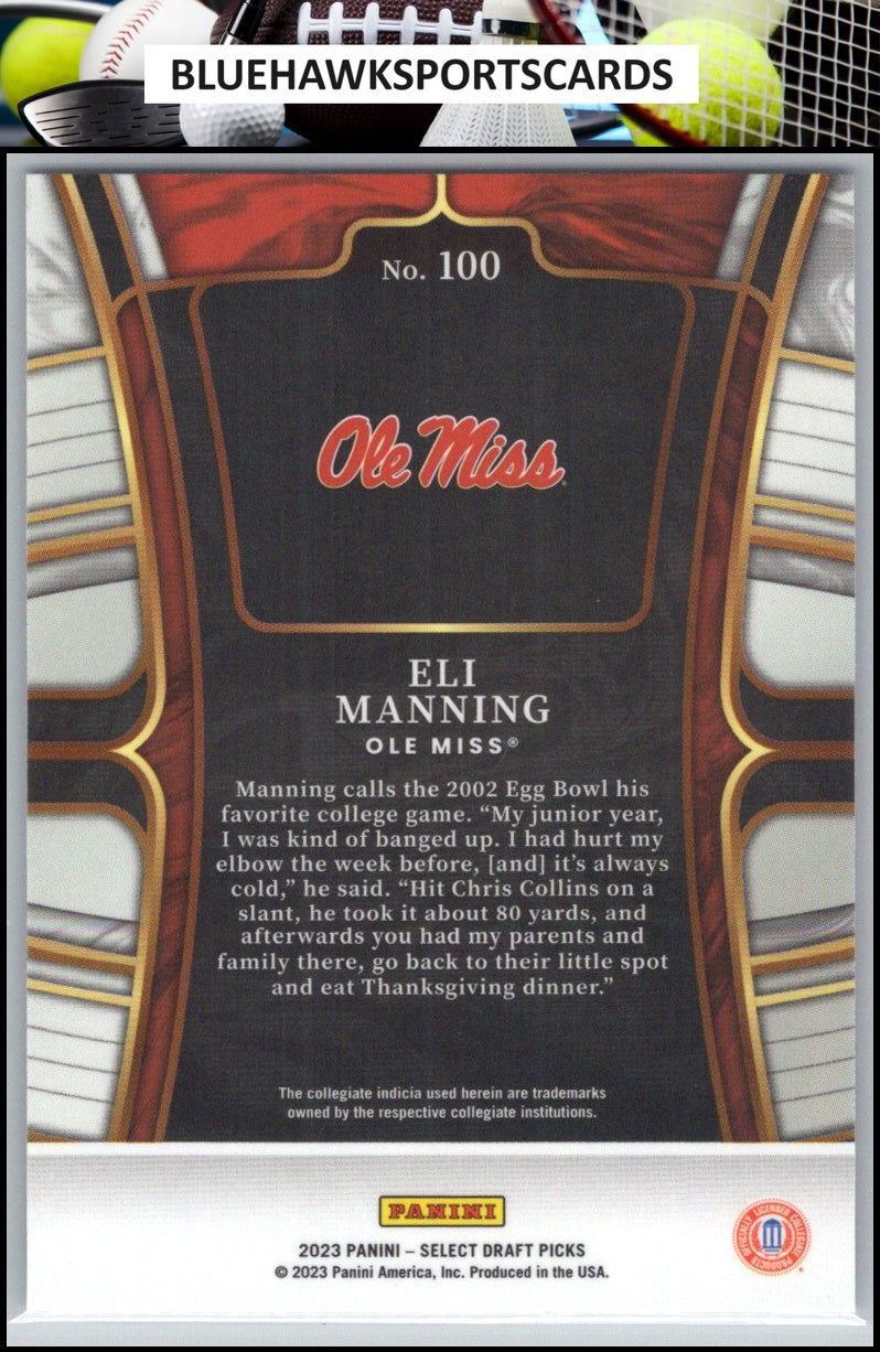 2023 Panini Select Draft Picks #100 Eli Manning Blue Retail
