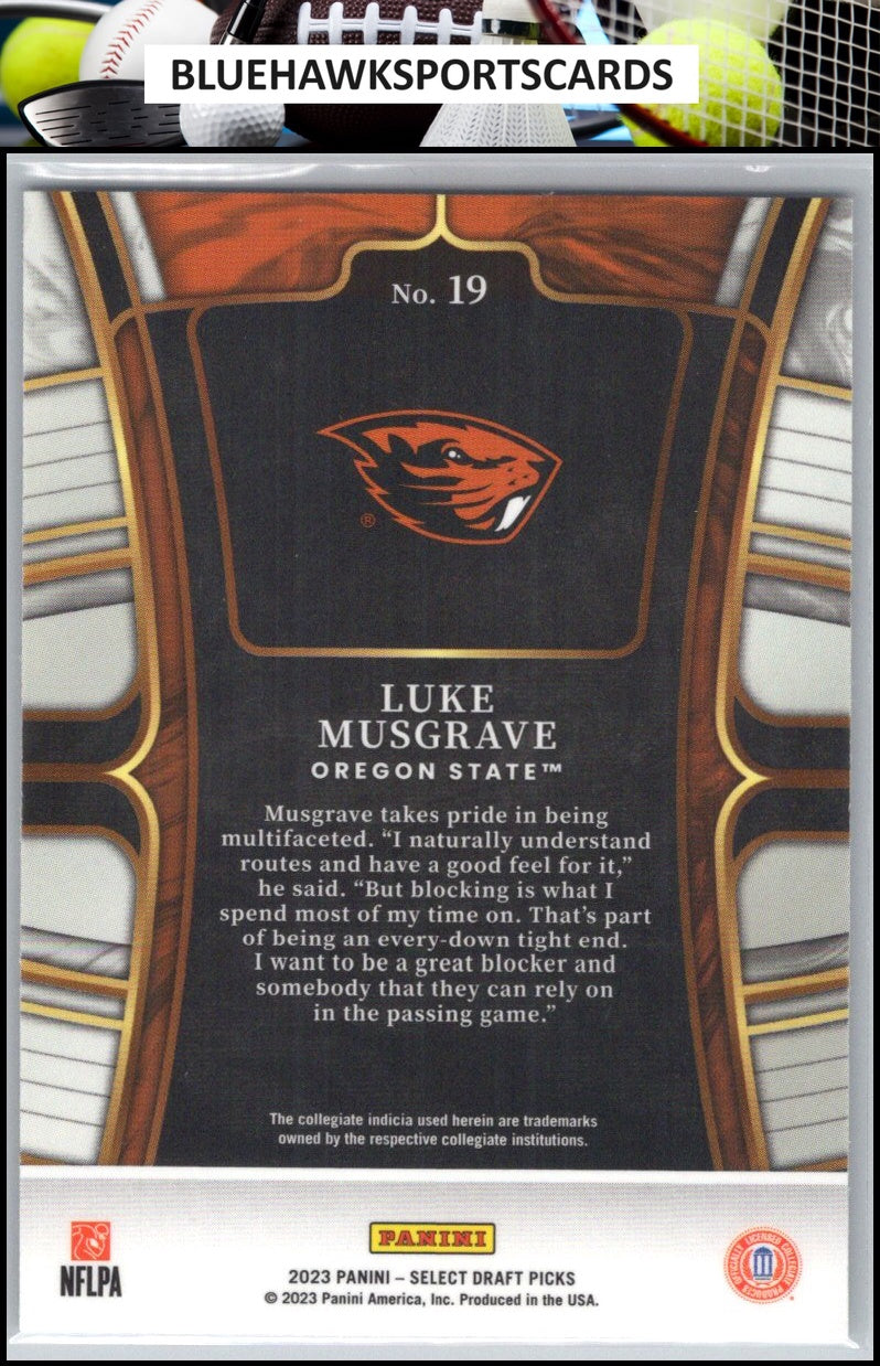 2023 Panini Select Draft Picks #19 Luke Musgrave Blue Retail