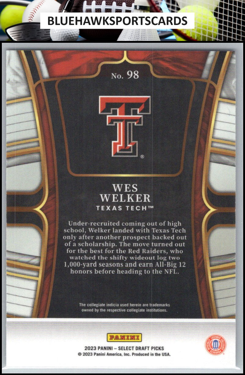 2023 Panini Select Draft Picks #98 Wes Welker Blue Retail