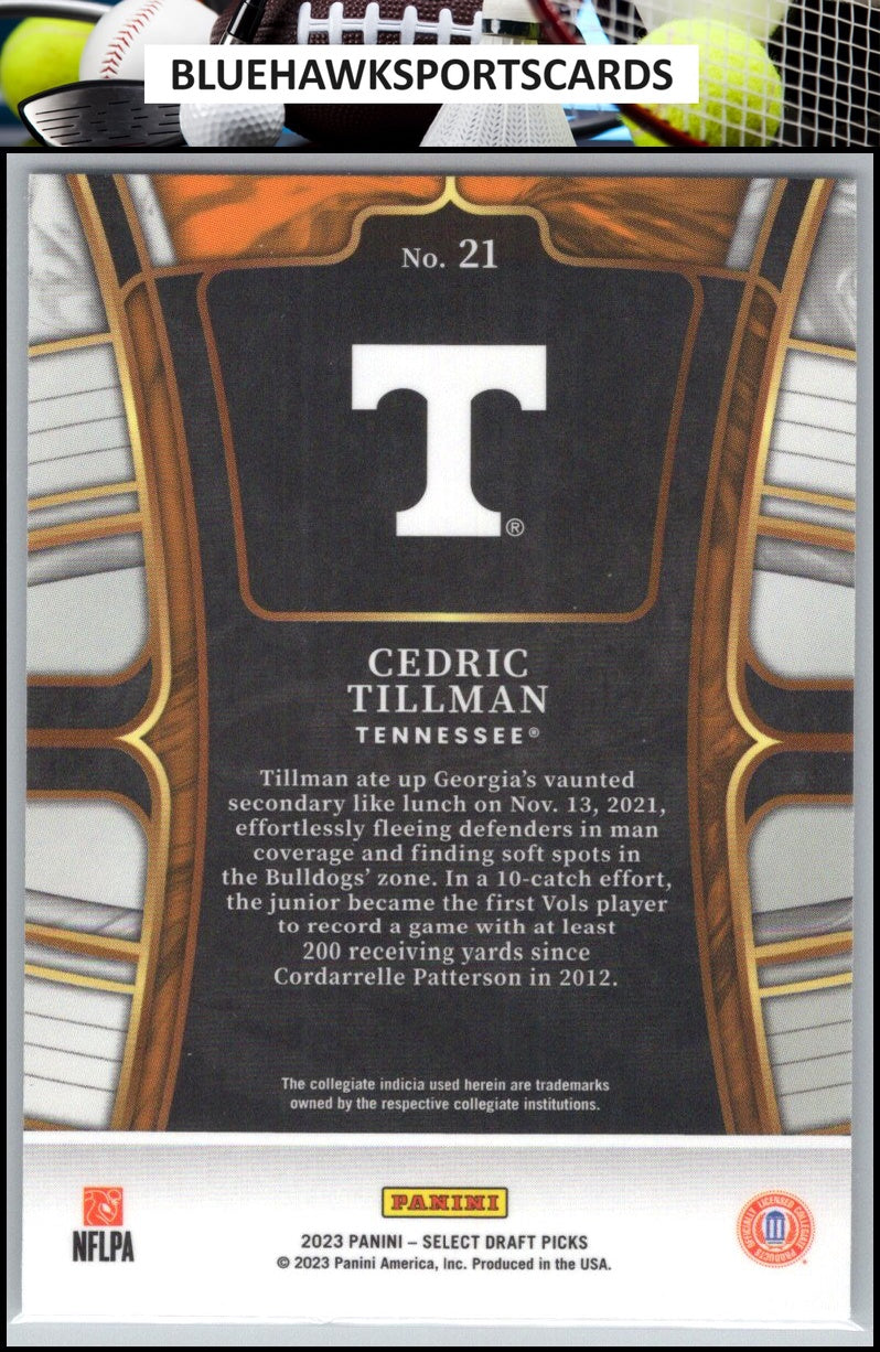 2023 Panini Select Draft Picks #21 Cedric Tillman Blue Retail