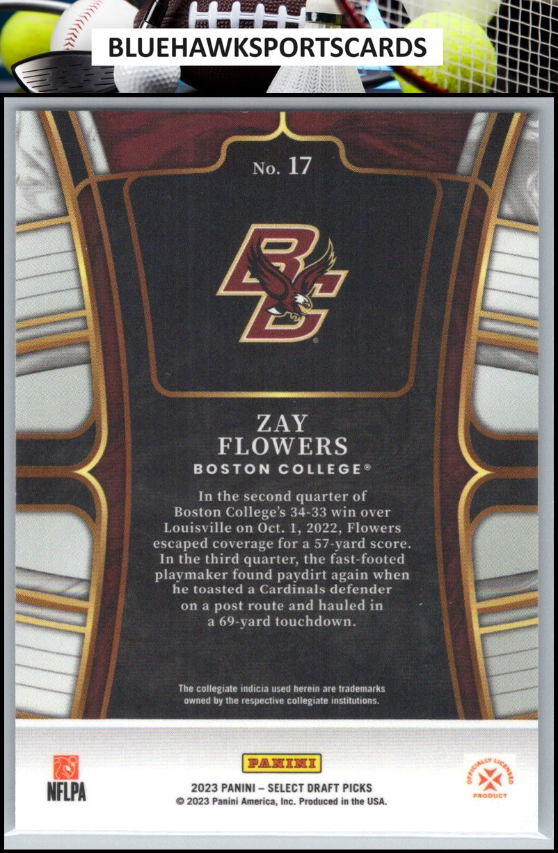 2023 Panini Select Draft Picks #17 Zay Flowers Blue Retail