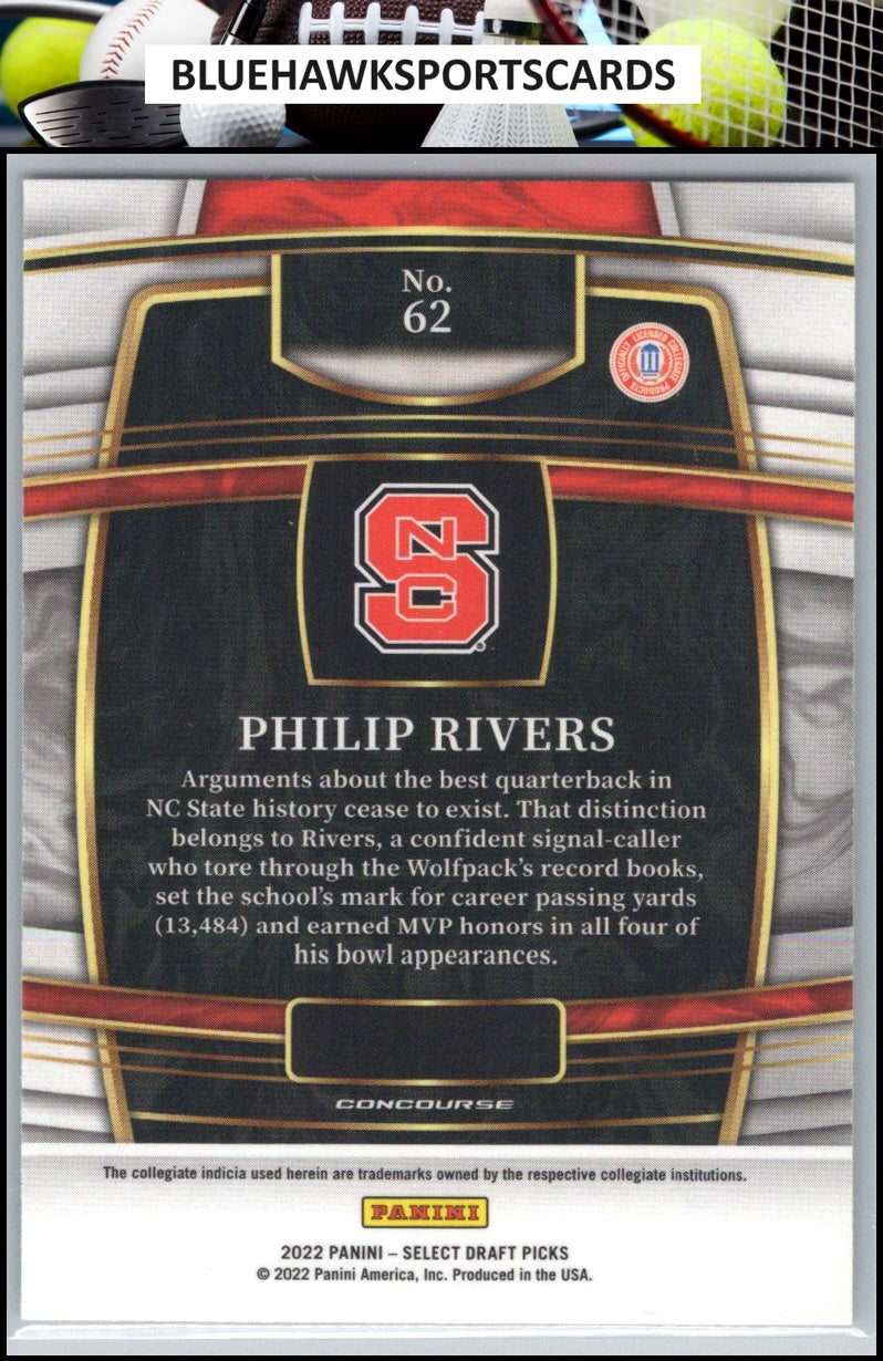2022 Panini Select Draft Picks #62 Philip Rivers Blue (Retail Base)