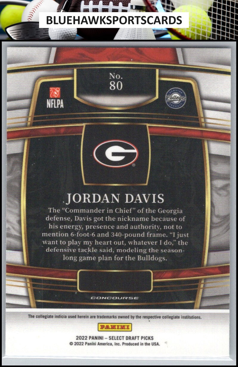 2022 Panini Select Draft Picks #80 Jordan Davis Blue (Retail Base)