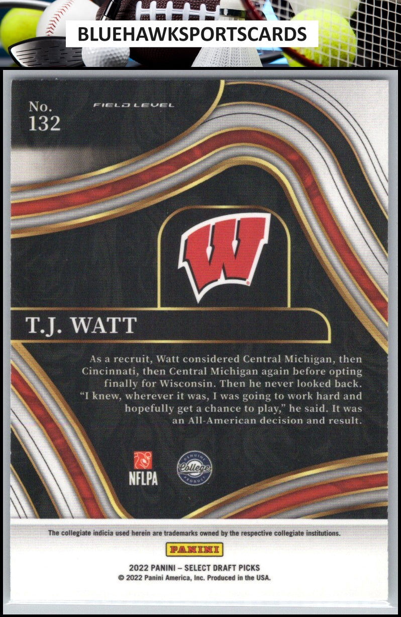 2022 Panini Select Draft Picks #132 T.J. Watt Blue (Retail Base)