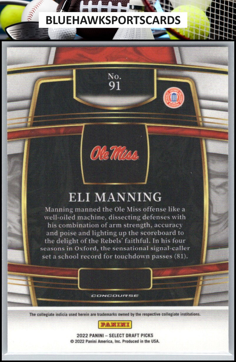 2022 Panini Select Draft Picks #91 Eli Manning Blue (Retail Base)