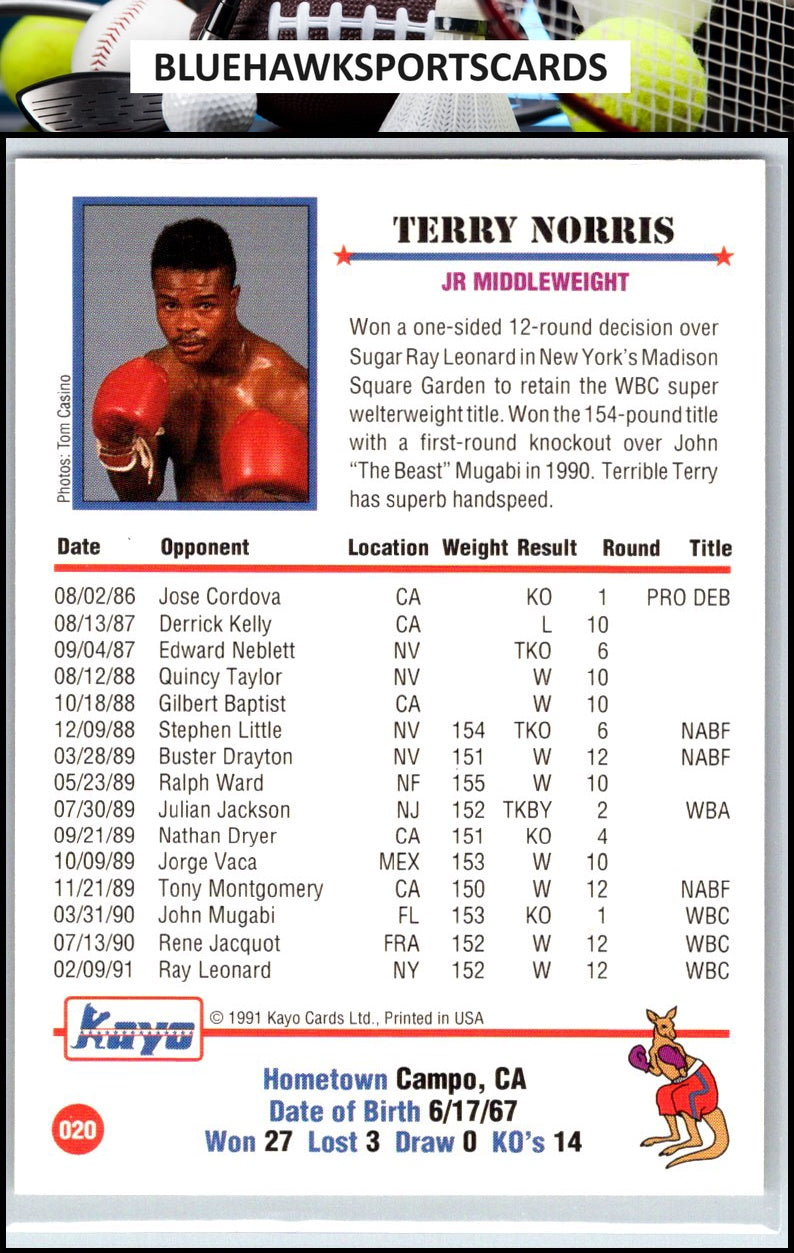 1991 Kayo #020 Terry Norris