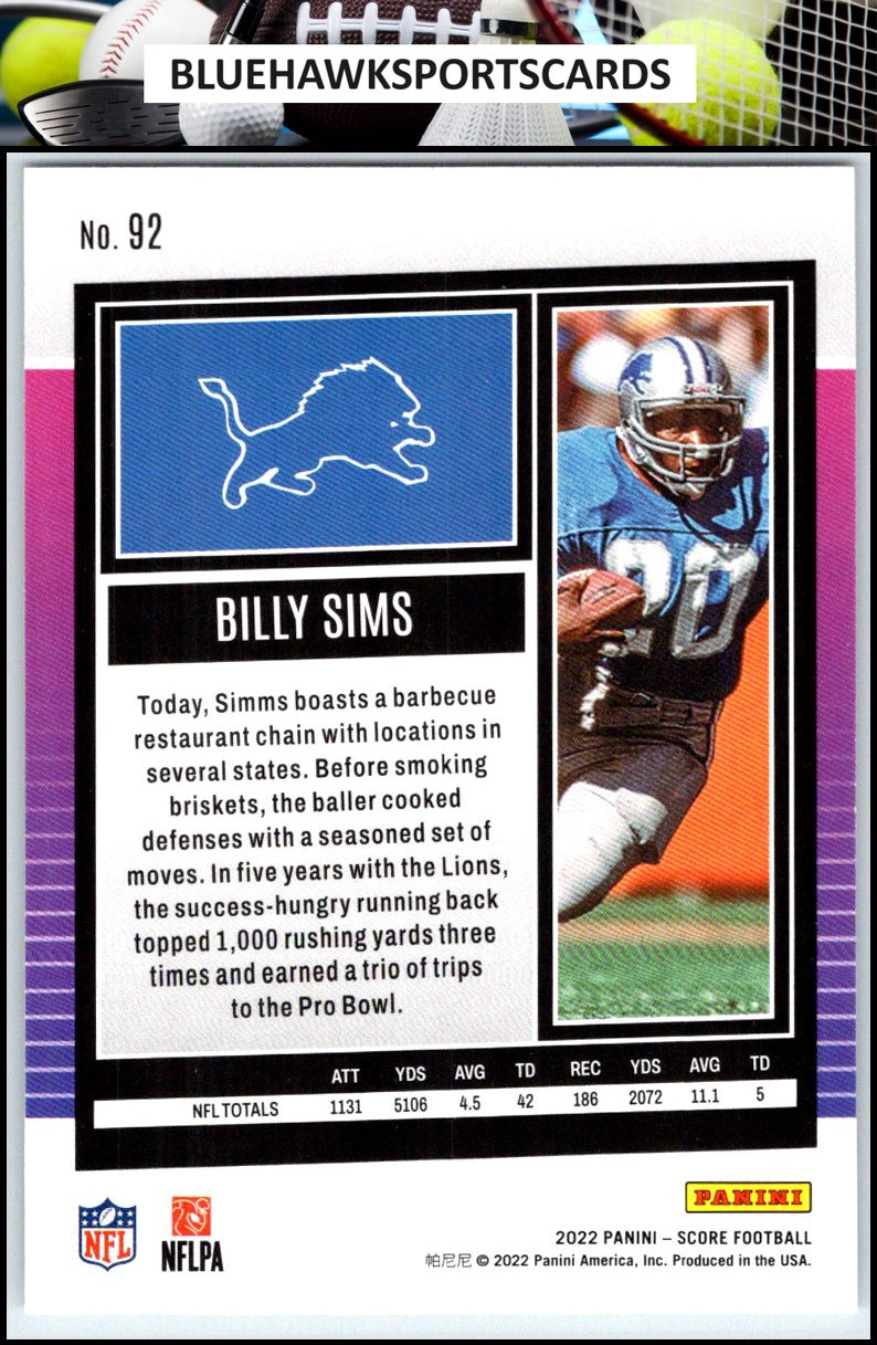 2022 Score #92 Billy Sims