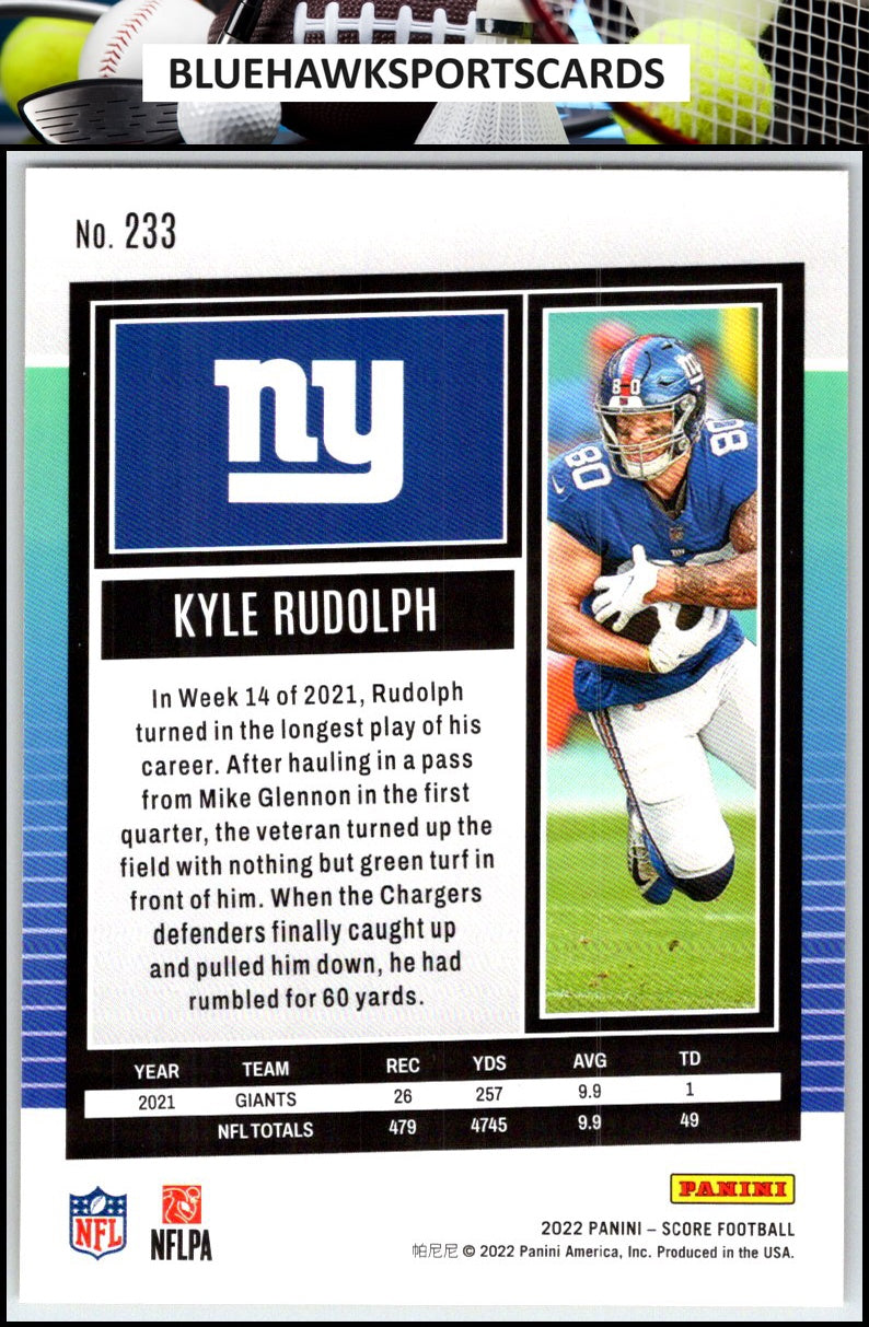 2022 Score #233 Kyle Rudolph Gold