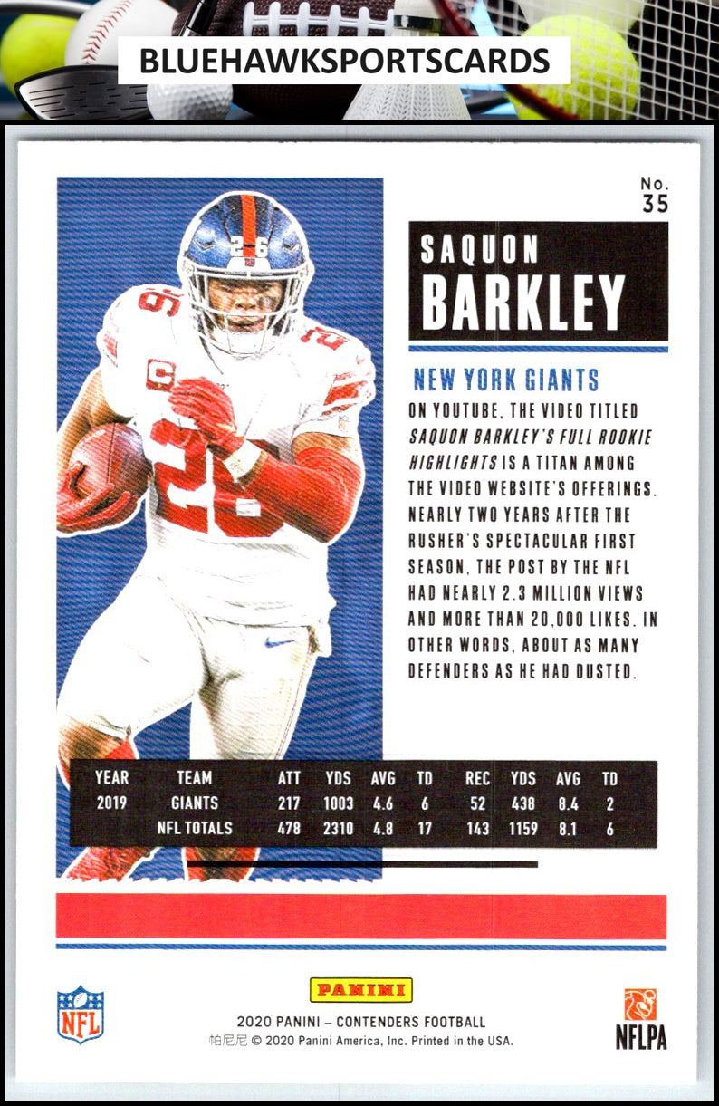 2020 Panini Contenders #35 Saquon Barkley