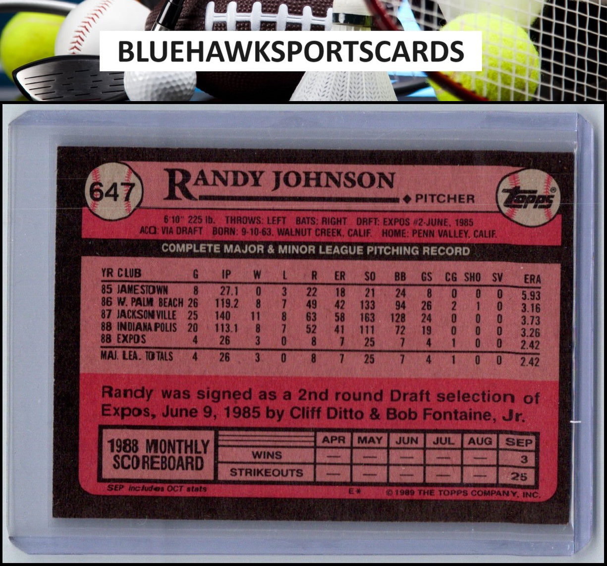 1989 Topps #647 Randy Johnson