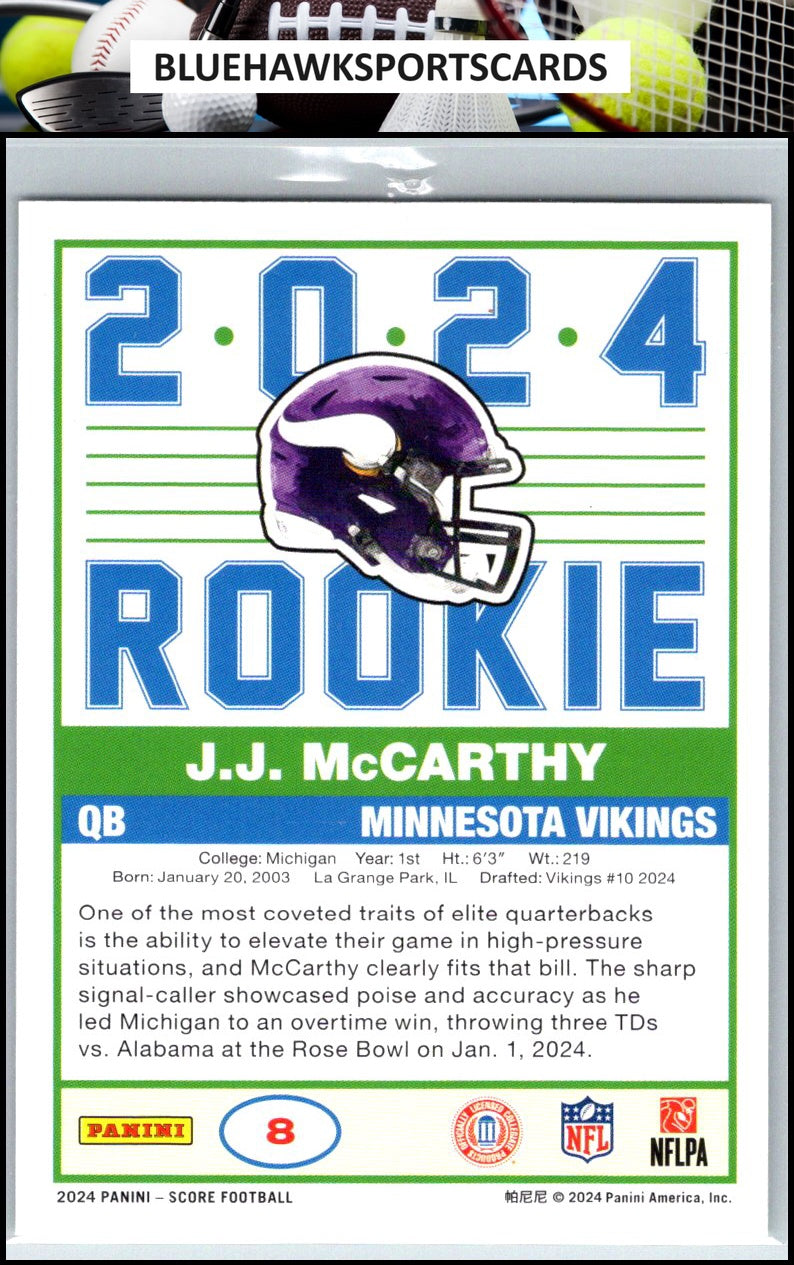 2024 Score #8 J.J. McCarthy 35th Anniversary Rookies