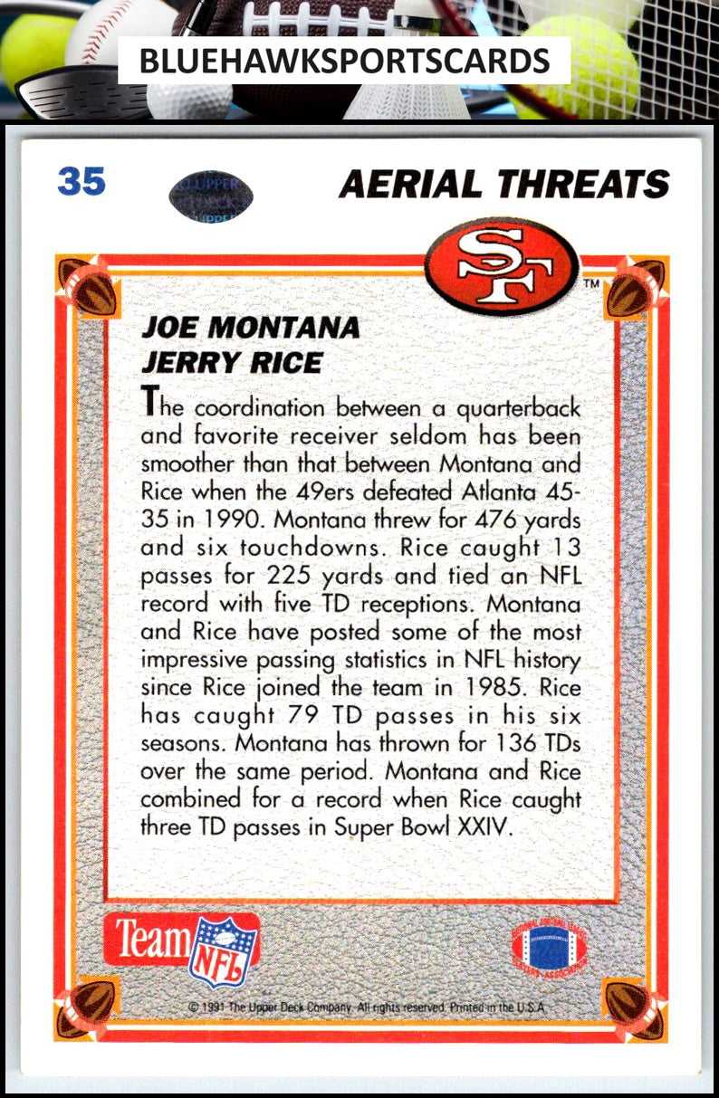 1991 Upper Deck #35 Joe Montana / Jerry Rice AT