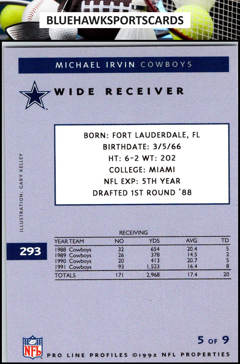 1992 Pro Line Profiles #293 Michael Irvin