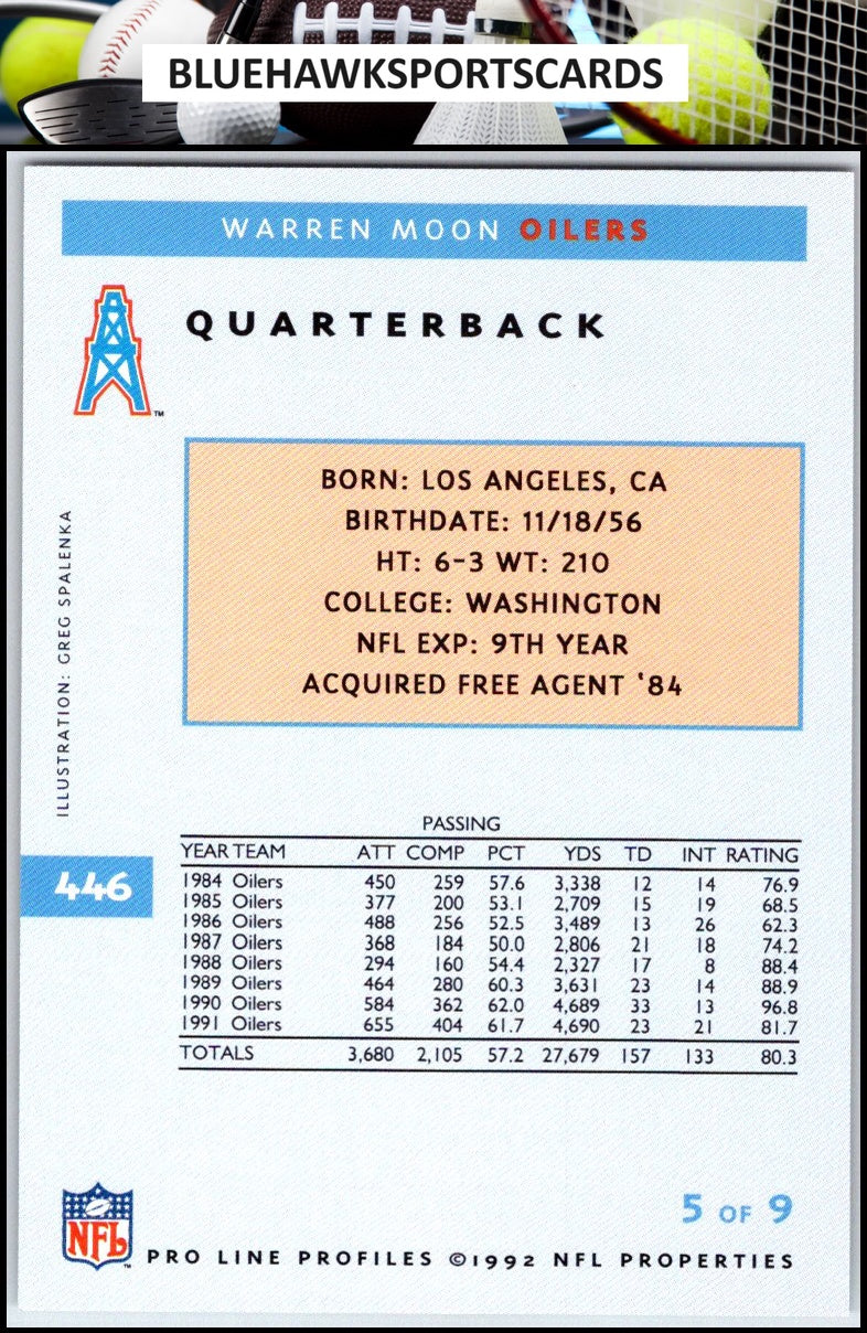 1992 Pro Line Profiles #446 Warren Moon