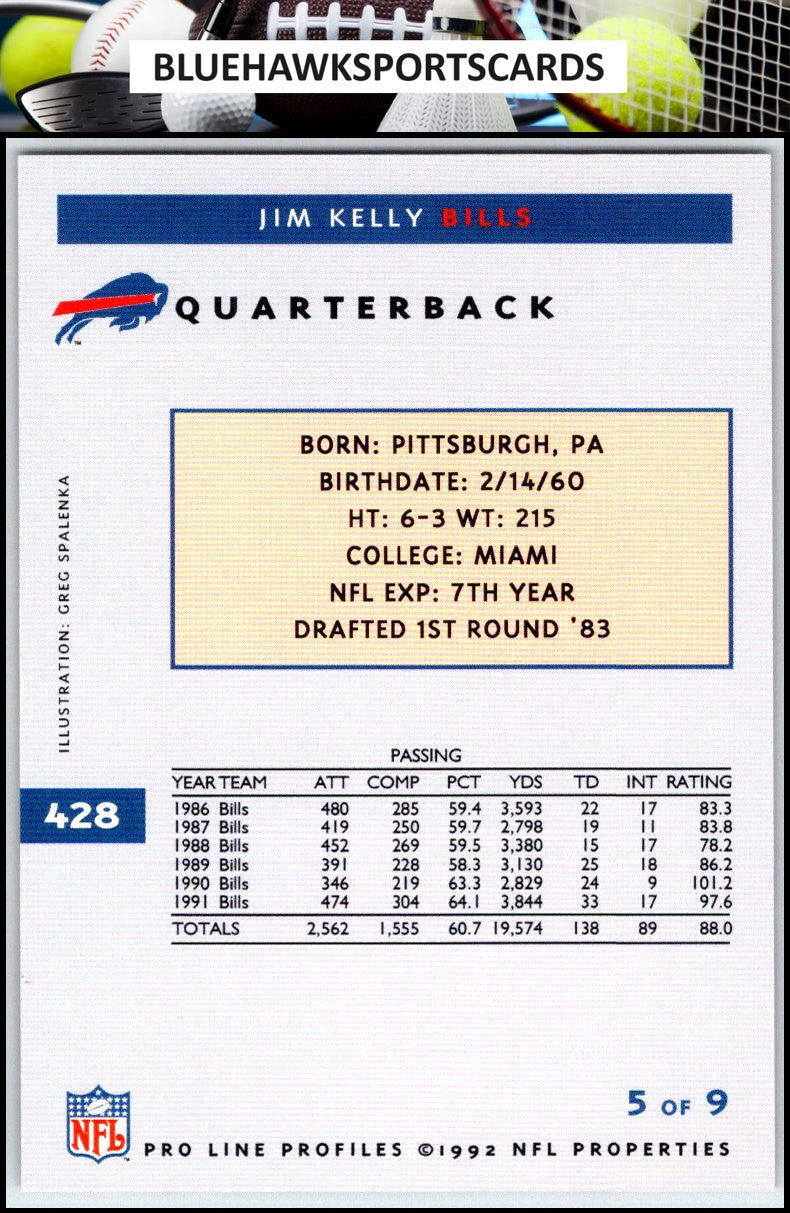 1992 Pro Line Profiles #428 Jim Kelly