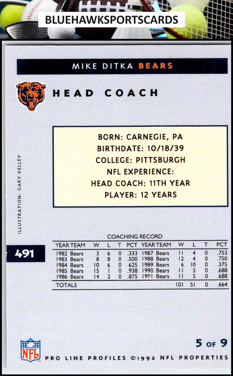 1992 Pro Line Profiles #491 Mike Ditka
