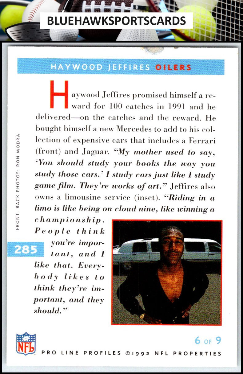 1992 Pro Line Profiles #285 Haywood Jeffires
