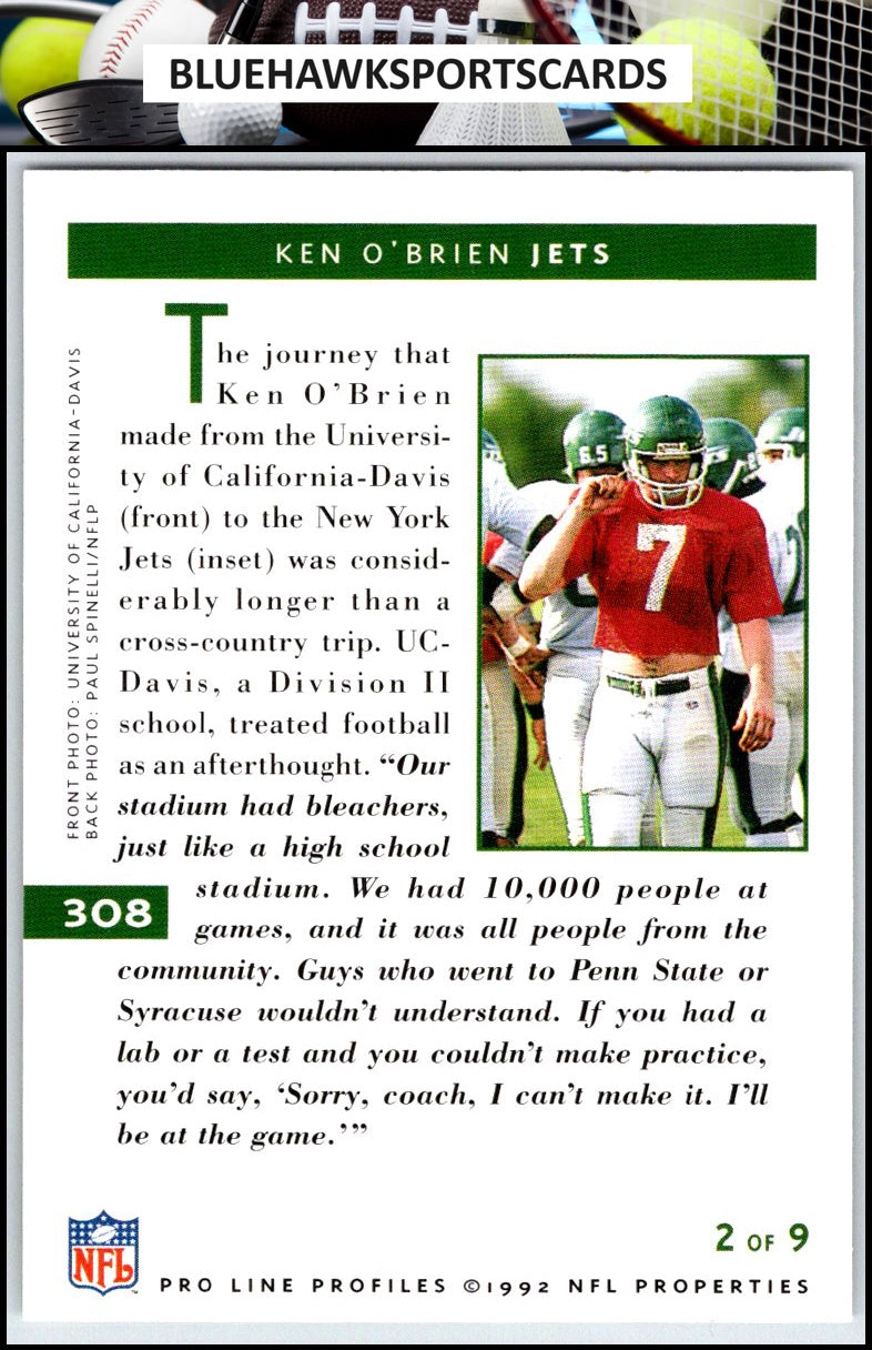 1992 Pro Line Profiles #308 Ken O'Brien