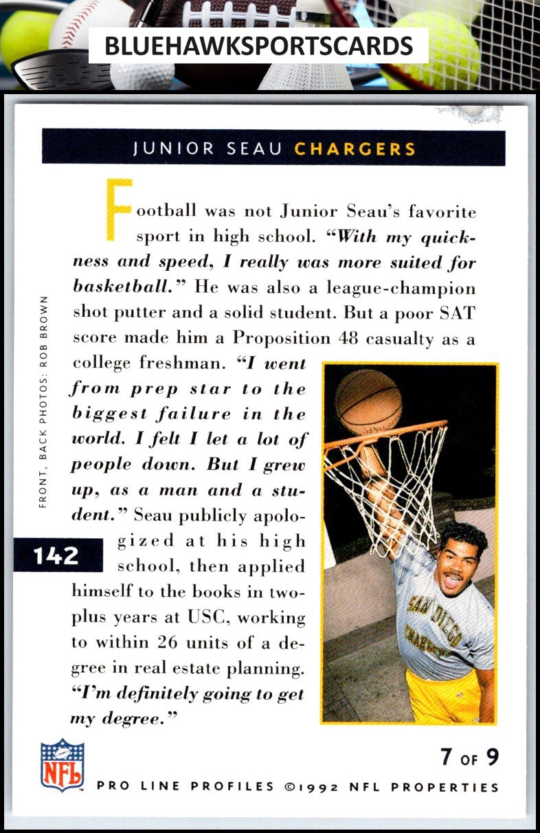 1992 Pro Line Profiles #142 Junior Seau