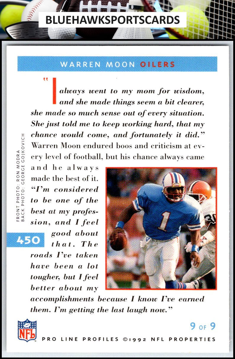 1992 Pro Line Profiles #450 Warren Moon