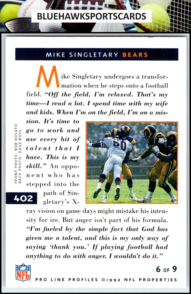 1992 Pro Line Profiles #402 Mike Singletary